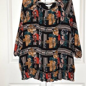 CJ Banks Vibrant Patterned Blouse
